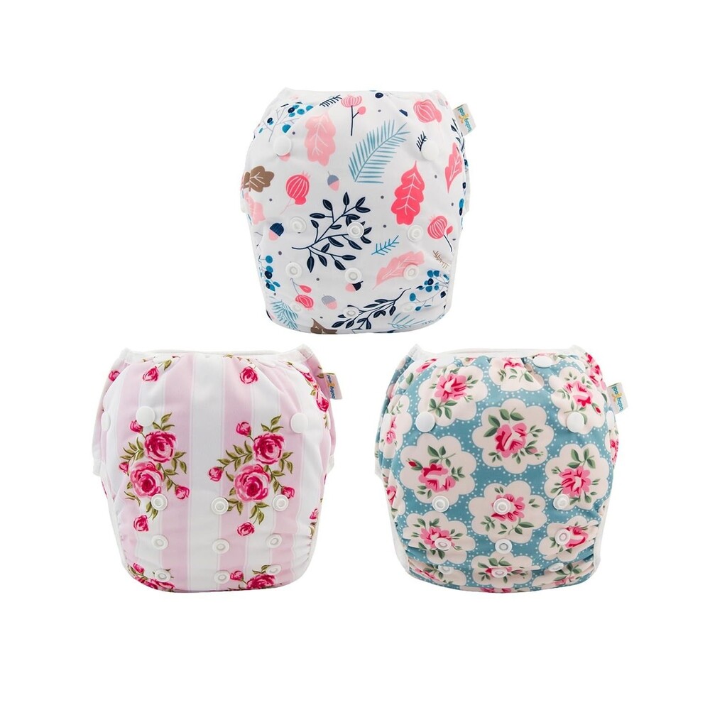 Babygoal Baby Girl Reusable Swim Diapers 3 Pack Floral Adjustable 0-8 Months NEW